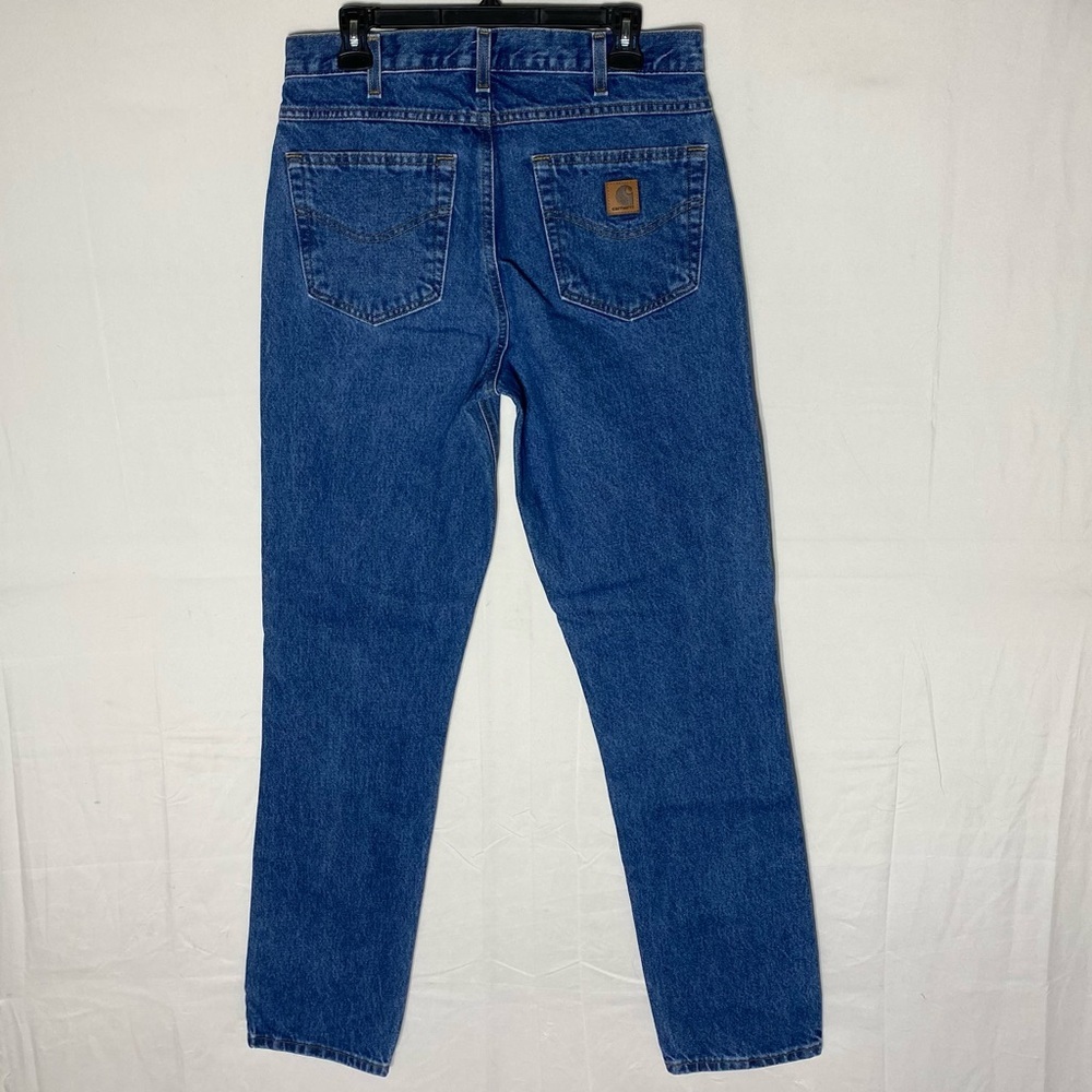 Carhartt Med Wash Traditional Fit Blue Work Jeans 30x34 Utility Blue Collar
